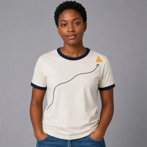 Chest Curve ringer in cream and navy — second look