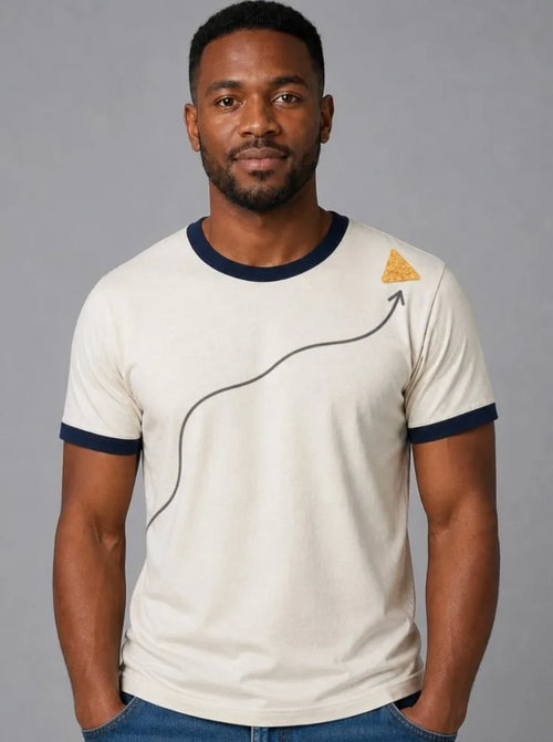 Chest Curve ringer tee in cream and navy - The Underdog Movement Drop 01