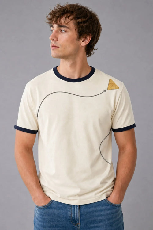 Wrap Curve ringer tee in cream and navy - The Underdog Movement Drop 01
