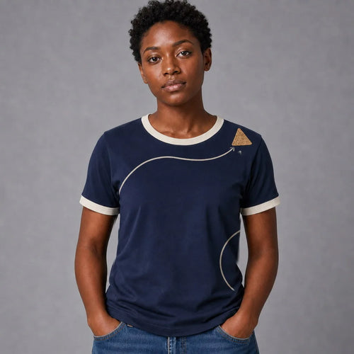 Wrap Curve ringer tee in navy and cream - The Underdog Movement Drop 01