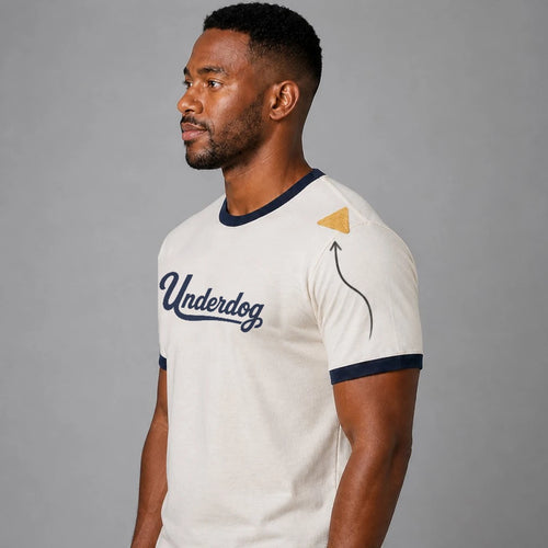 Underdog and Chip ringer tee in cream and navy - The Underdog Movement Drop 01