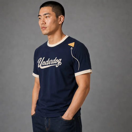 Underdog and Chip ringer tee in navy and cream - The Underdog Movement Drop 01